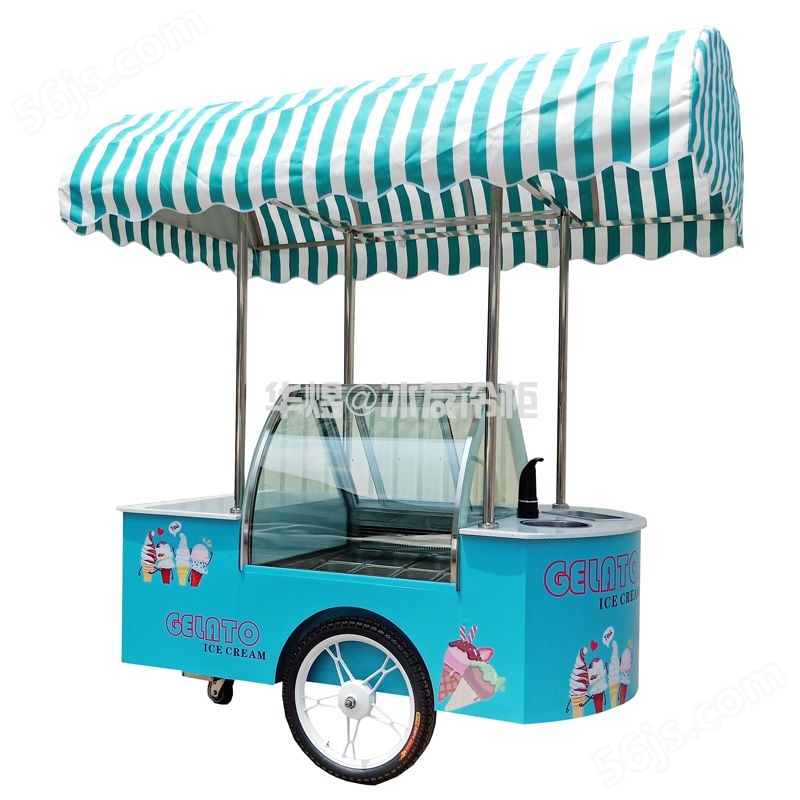 8盘蓝色雪糕车冰淇淋手推车流动冰激凌售卖车(图1)