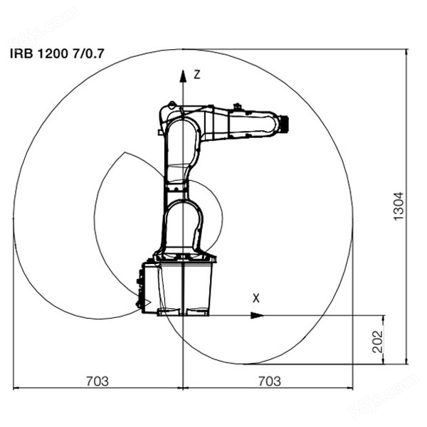 ABB IRB 1200-7/5 码垛机器人运行轨迹图